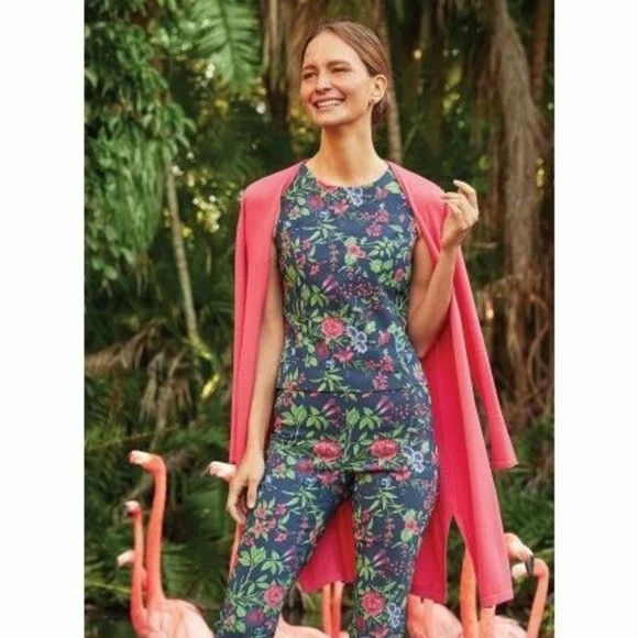 J McLaughlin Layne Top Amelia Floral Navy Blue Sleeveless Back Zip Sz 10 - Picture 12 of 12